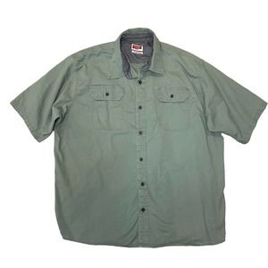 ❤️❤️Wrangler Green Cotton Blend Short Sleeve Button Up Shirt size XL